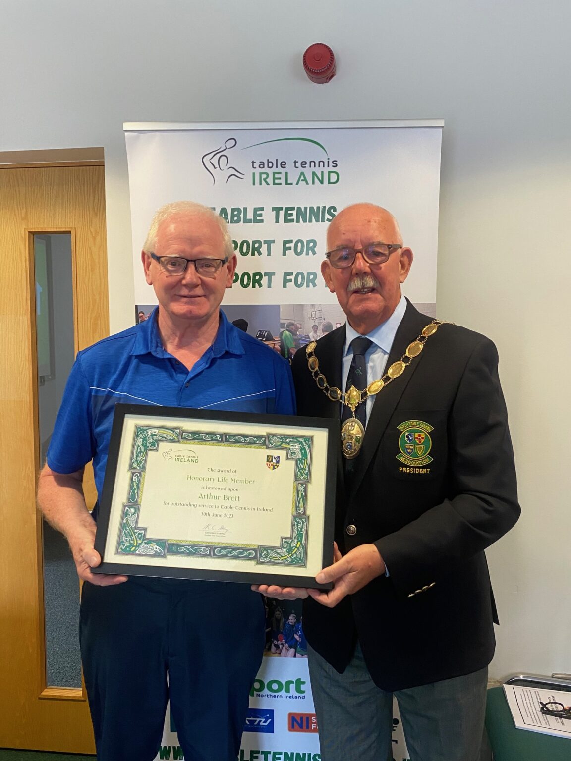 Arthur Brett Appointed Honorary Life Member – Table Tennis Ireland